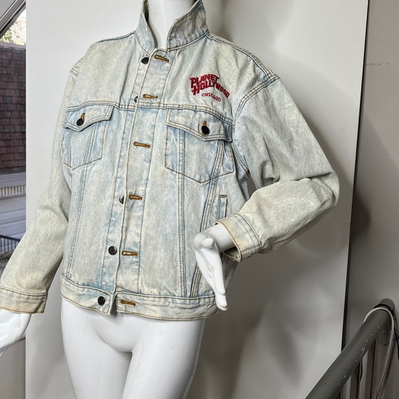Planet Hollywood Chicago Sz S Vintage 1991 Acid Washed Loose Fit Denim Jacket - Picture 3 of 13
